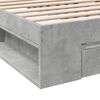 vidaXL Cadre de lit avec tiroir sans matelas gris b&eacute;ton 75x190 cm