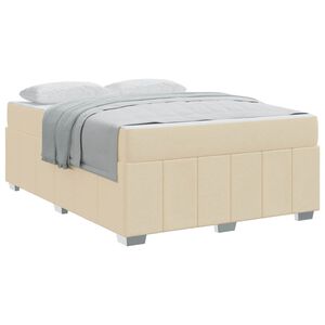vidaXL Cadre de lit avec matelas Cr&egrave;me 160 x 200 cm tissu
