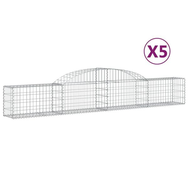 vidaXL Paniers &agrave; gabions arqu&eacute;s 5 pcs 300x30x40/60 cm fer galvanis&eacute;