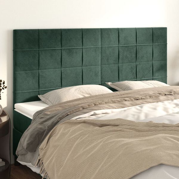 vidaXL T&ecirc;te de lit Vert fonc&eacute; 180x5x118/128 cm Velours