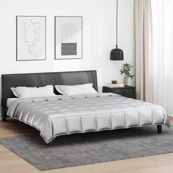 vidaXL Duvet d'&eacute;t&eacute; simple Argent&eacute; 200 x 220 cm Satin et Microfibre