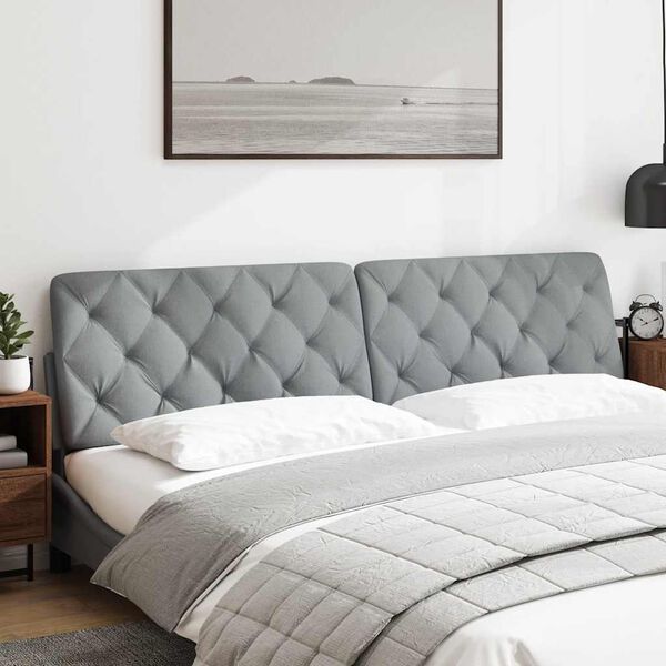 vidaXL Coussin de t&ecirc;te de lit gris clair 200 cm tissu