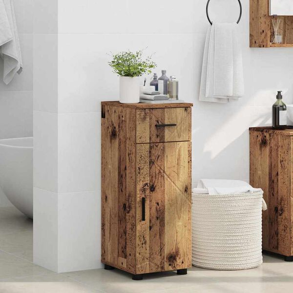 vidaXL Cabinet de salle de bain avec porte Bois Ancien 30 x 35 x 80 cm