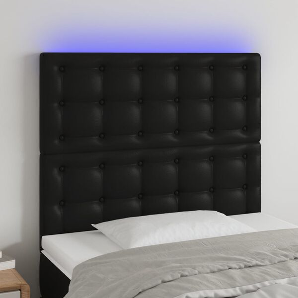 vidaXL T&ecirc;te de lit &agrave; LED Noir 80x5x118/128 cm Similicuir