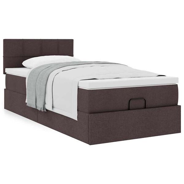 vidaXL Lit ottoman avec matelas marron fonc&eacute; 90x200 cm tissu