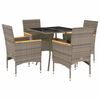 vidaXL Ensemble &agrave; manger de jardin et coussins 5 pcs gris rotin verre