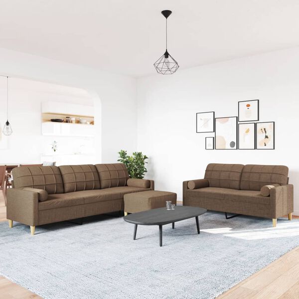 vidaXL Ensemble de canap&eacute;s 3 pcs repose-pied et coussins d&eacute;coratifs