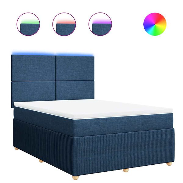 vidaXL Sommier &agrave; lattes de lit avec matelas Bleu 160x200 cm Tissu