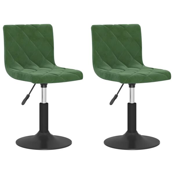 vidaXL Chaises pivotantes &agrave; manger lot de 2 vert fonc&eacute; velours