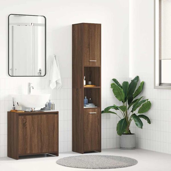 vidaXL Armoire de bain Ch&ecirc;ne marron 30x30x183,5 cm Bois d'ing&eacute;nierie