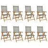 vidaXL Fauteuils pliants inclinables, 8 pi&egrave;ces, en polyrotin gris et bois massif