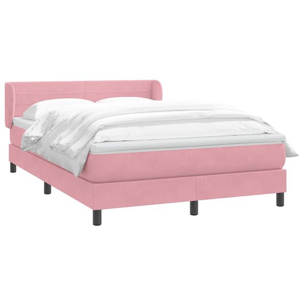 vidaXL Sommier &agrave; lattes de lit avec matelas rose 160x210 cm velours
