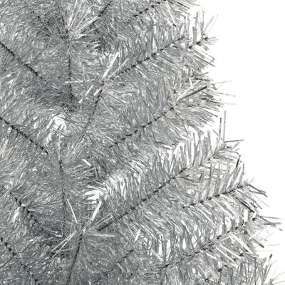 vidaXL Demi sapin de Noël artificiel avec support argenté 150 cm PET