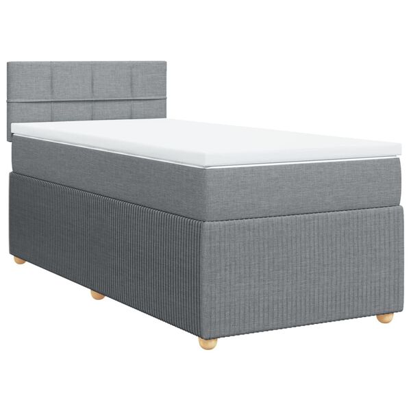 vidaXL Sommier &agrave; lattes de lit avec matelas gris clair 80x200 cm tissu