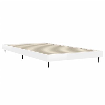 vidaXL Cadre de lit blanc brillant 100x200 cm bois d'ingénierie