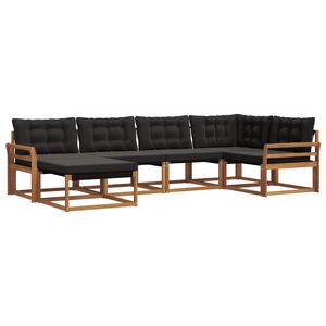 vidaXL Ensemble de canap&eacute;s d'ext&eacute;rieur 6 pcs Naturel et Noir