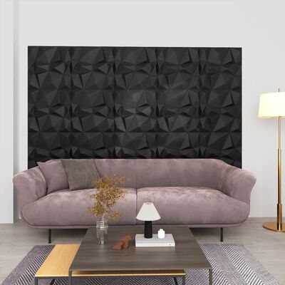 vidaXL Panneaux muraux 3D 24 pcs 50x50 cm noir diamant 6 m²