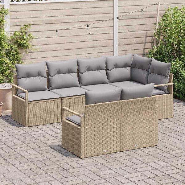 vidaXL Ensemble de canap&eacute; de jardin 7 pcs Beige et Gris clair