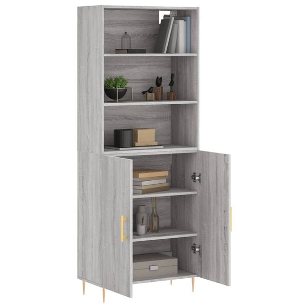 vidaXL Buffet haut Sonoma gris 69,5x34x180 cm Bois d'ing&eacute;nierie