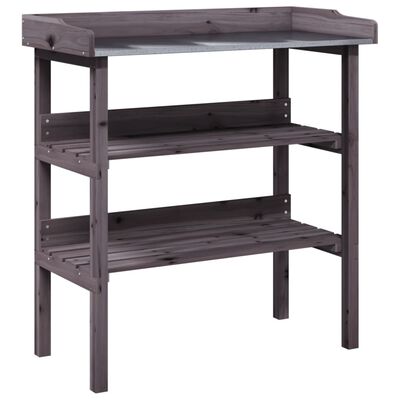 vidaXL Table à plantes avec étagères gris 78x38x82,5 cm bois de sapin