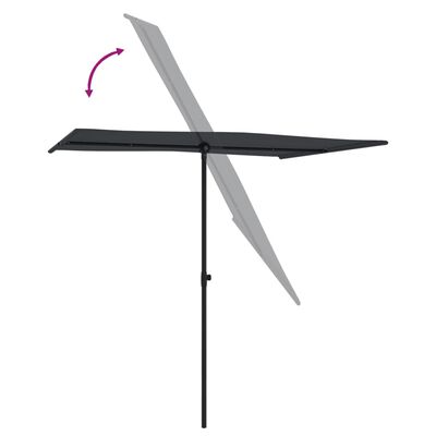vidaXL Parasol d'extérieur avec mât en aluminium 2x1,5 m Noir