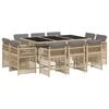 vidaXL Ensemble &agrave; manger de jardin et coussins 11 pcs m&eacute;lange beige