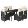 vidaXL Ensemble &agrave; manger de jardin coussins 7pcs Noir R&eacute;sine tress&eacute;e