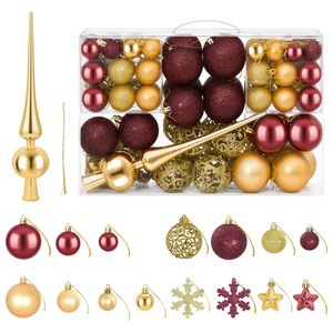 vidaXL Ensemble de boules de No&euml;l 111 pc Or et rouge bordeaux 6 cm
