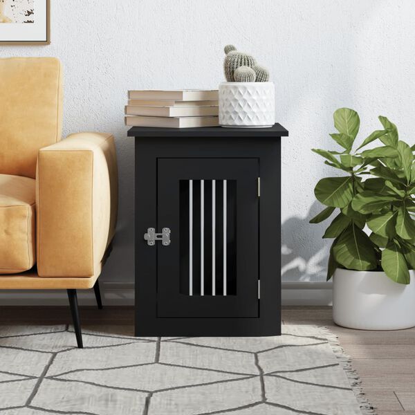 vidaXL Meuble de cage pour chiens noir 45x62x59 cm bois d'ingénierie