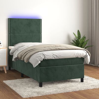 vidaXL Sommier à lattes de lit avec matelas et LED Vert foncé 80x200cm