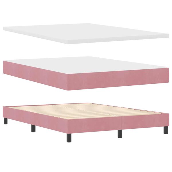 vidaXL Lit &agrave; ressorts avec matelas Rose 140 x 200 cm Velours