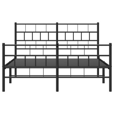 vidaXL Cadre de lit métal sans matelas avec pied de lit noir 135x190cm