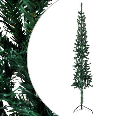 vidaXL Demi sapin de Noël artificiel mince avec support Vert 150 cm
