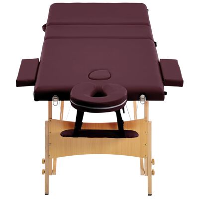 vidaXL Table de massage pliable 3 zones Violet vin