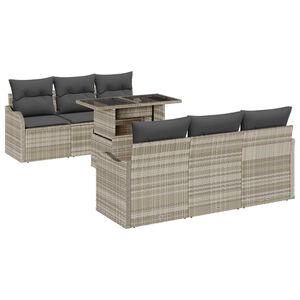 vidaXL Ensemble de canap&eacute; de jardin 7 pcs Gris clair Poly rotin