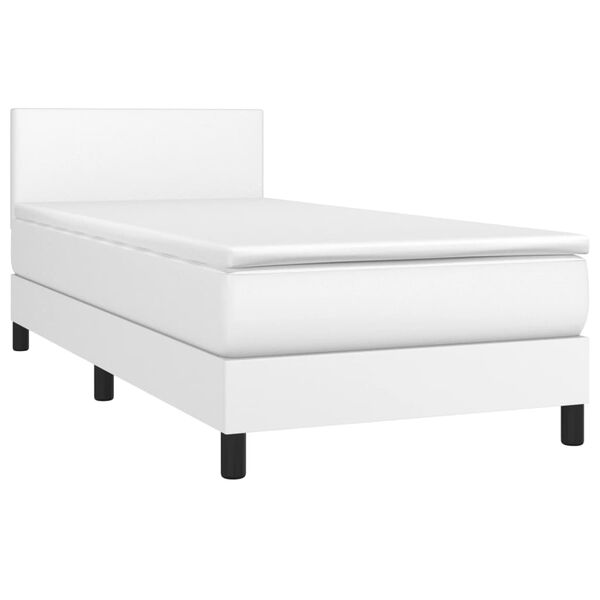 vidaXL Sommier &agrave; lattes de lit avec matelas Blanc 90x190 cm Similicuir