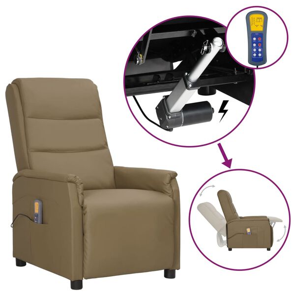 vidaXL Fauteuil de massage Cappuccino Similicuir