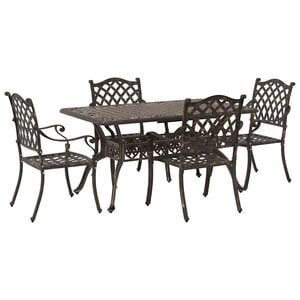 vidaXL Ensemble de salle &agrave; manger pour jardin 5 pcs Bronze Aluminium