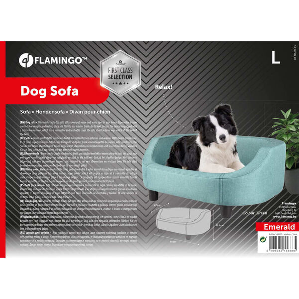FLAMINGO Canap&eacute; pour chien Emerald Vert L 90x67x31,5 cm