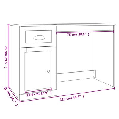 vidaXL Bureau avec tiroir blanc 115x50x75 cm bois d'ingénierie
