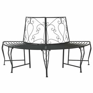 vidaXL Banc d'Arbre 4-Nombre de places 160 x 80 x 89 cm Acier Noir
