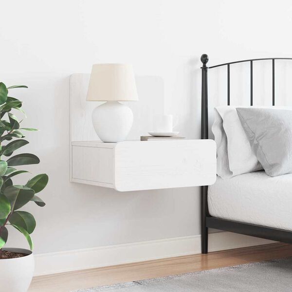 vidaXL Table de chevet Blanc 44 x 32,5 x 40 cm Bois massif en pin