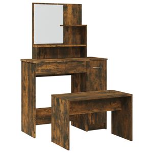 vidaXL Ensemble de coiffeuse Ch&ecirc;ne fum&eacute; 86,5x35x136 cm