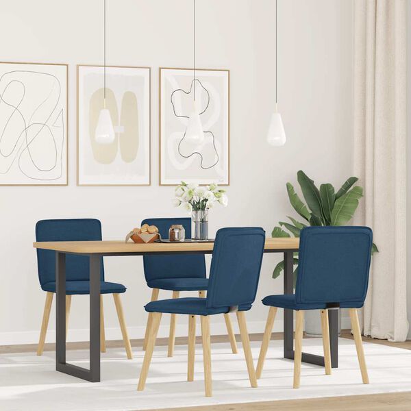 vidaXL Chaises &agrave; manger lot de 4 bleu tissu