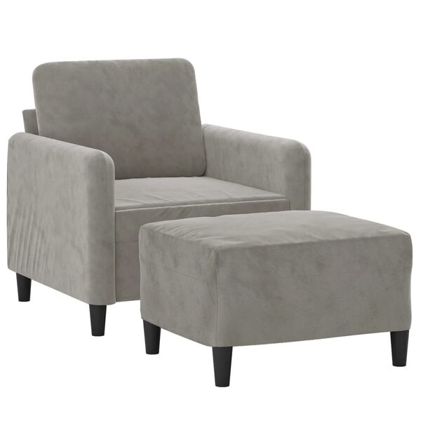 vidaXL Fauteuil avec repose-pied Gris clair 60 cm Velours