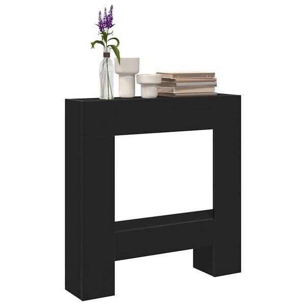 VidaXL Cadre de chemin&eacute;e ch&ecirc;ne noir 81x18x82 cm bois d'ing&eacute;nierie