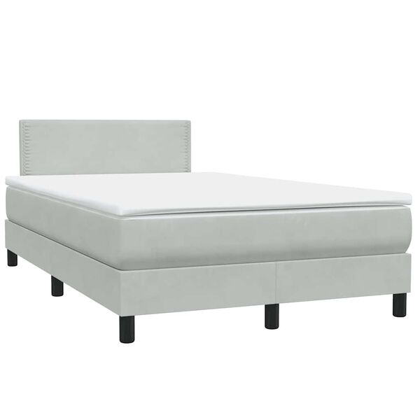 vidaXL Sommier &agrave; lattes de lit et matelas gris clair 120x220cm velours