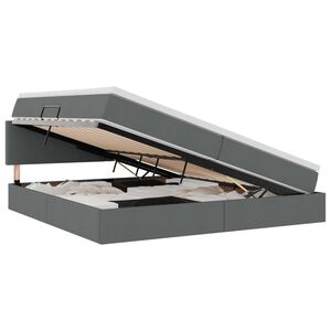 vidaXL Lit avec rangement et matelas Gris fonc&eacute; 200 x 200 cm
