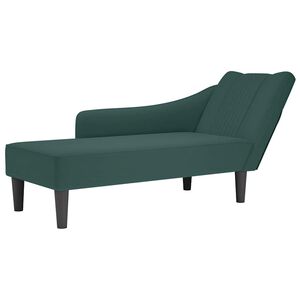 vidaXL Fauteuil long avec accoudoir droit vert fonc&eacute; velours