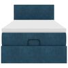 vidaXL Lit ottoman avec matelas et LED bleu fonc&eacute; 80x200cm velours